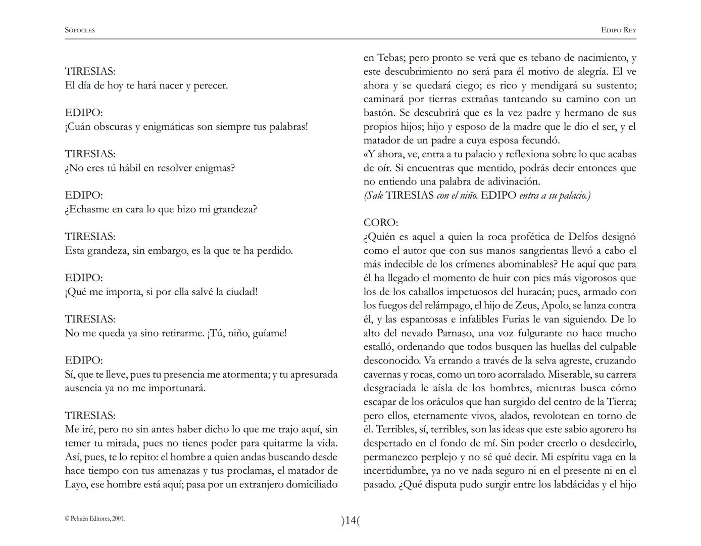 # Edipo Rey
Sófocles SOFOCLES
EDIPO REY
ARGUMENTO
Esta tragedia, considerada como la obra maestra del teatro antiguo, es una
leyenda de