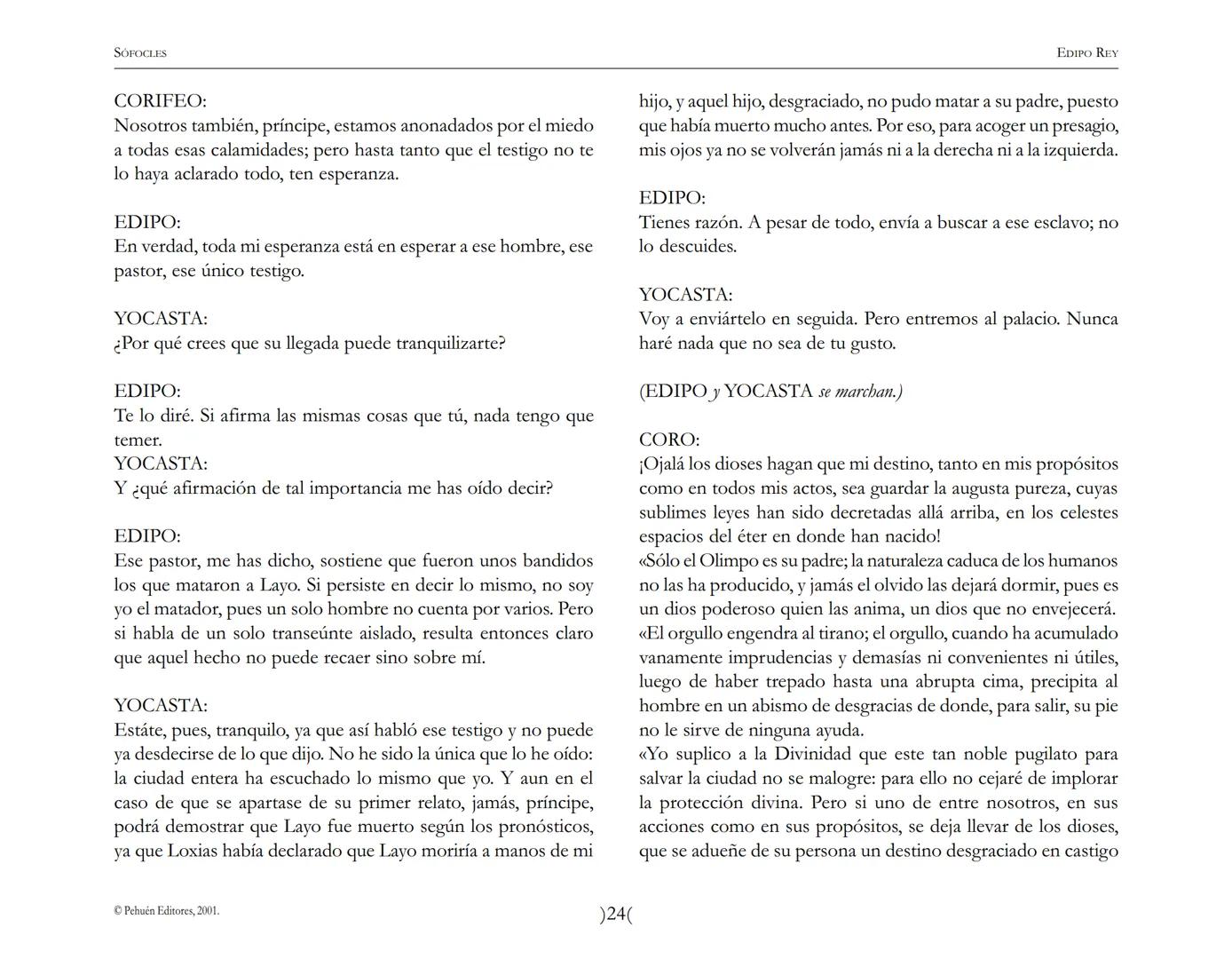 # Edipo Rey
Sófocles SOFOCLES
EDIPO REY
ARGUMENTO
Esta tragedia, considerada como la obra maestra del teatro antiguo, es una
leyenda de
