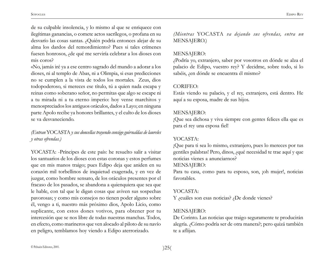 # Edipo Rey
Sófocles SOFOCLES
EDIPO REY
ARGUMENTO
Esta tragedia, considerada como la obra maestra del teatro antiguo, es una
leyenda de