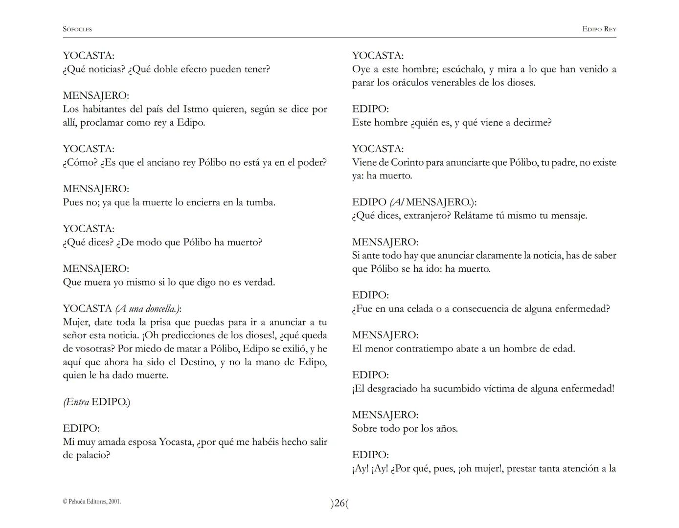 # Edipo Rey
Sófocles SOFOCLES
EDIPO REY
ARGUMENTO
Esta tragedia, considerada como la obra maestra del teatro antiguo, es una
leyenda de