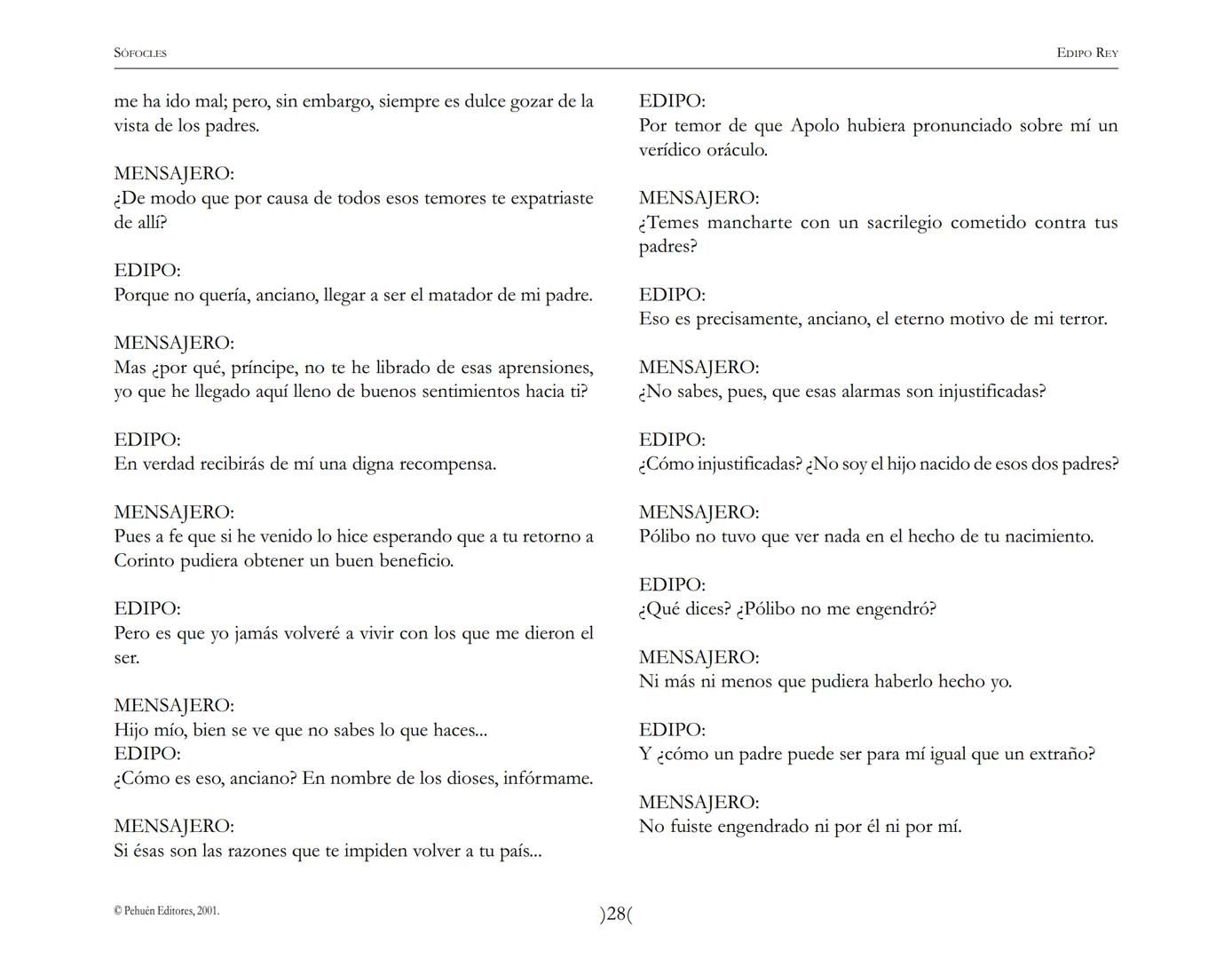# Edipo Rey
Sófocles SOFOCLES
EDIPO REY
ARGUMENTO
Esta tragedia, considerada como la obra maestra del teatro antiguo, es una
leyenda de