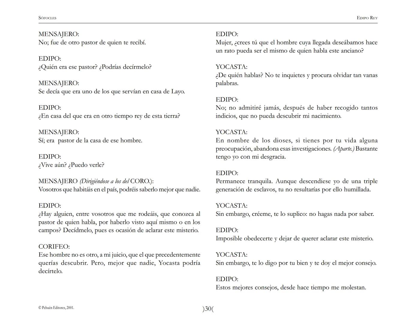 # Edipo Rey
Sófocles SOFOCLES
EDIPO REY
ARGUMENTO
Esta tragedia, considerada como la obra maestra del teatro antiguo, es una
leyenda de