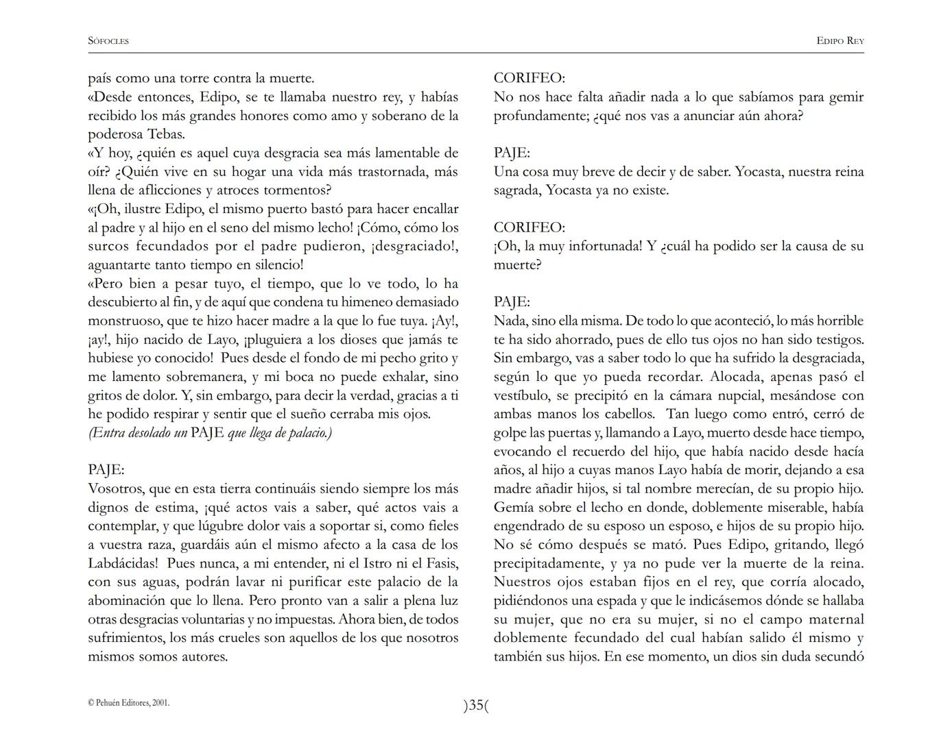 # Edipo Rey
Sófocles SOFOCLES
EDIPO REY
ARGUMENTO
Esta tragedia, considerada como la obra maestra del teatro antiguo, es una
leyenda de