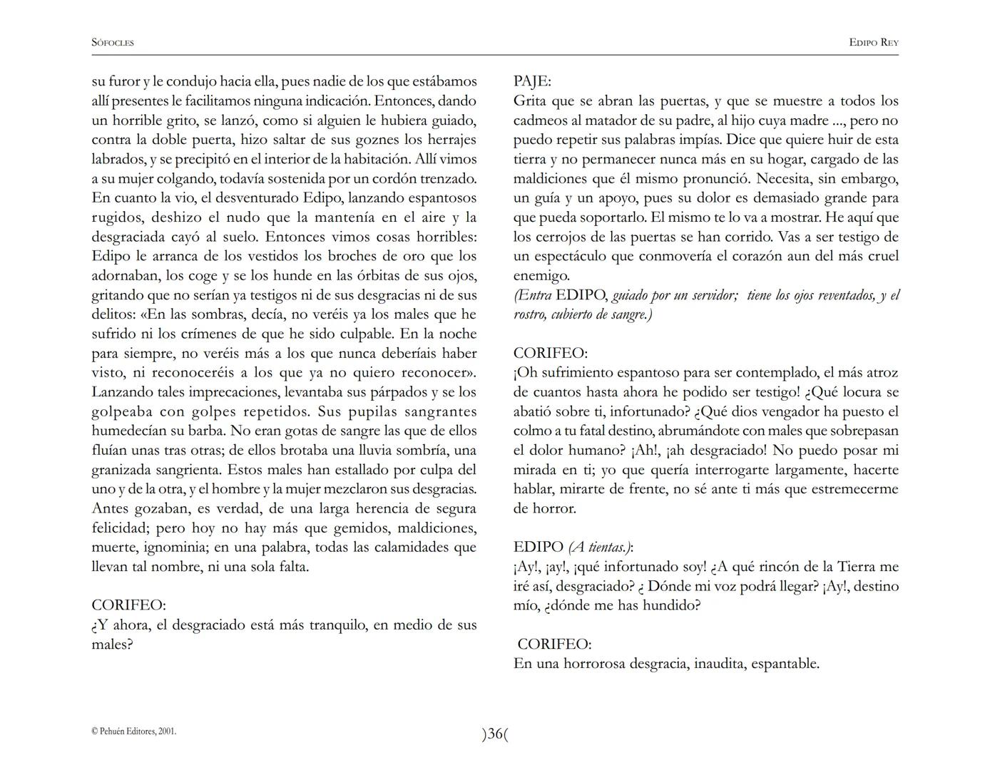 # Edipo Rey
Sófocles SOFOCLES
EDIPO REY
ARGUMENTO
Esta tragedia, considerada como la obra maestra del teatro antiguo, es una
leyenda de