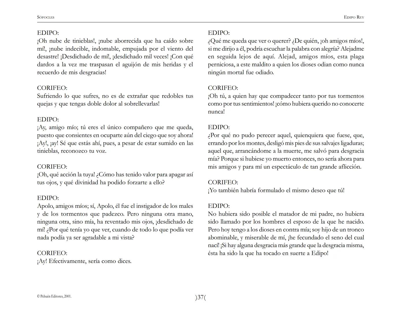 # Edipo Rey
Sófocles SOFOCLES
EDIPO REY
ARGUMENTO
Esta tragedia, considerada como la obra maestra del teatro antiguo, es una
leyenda de