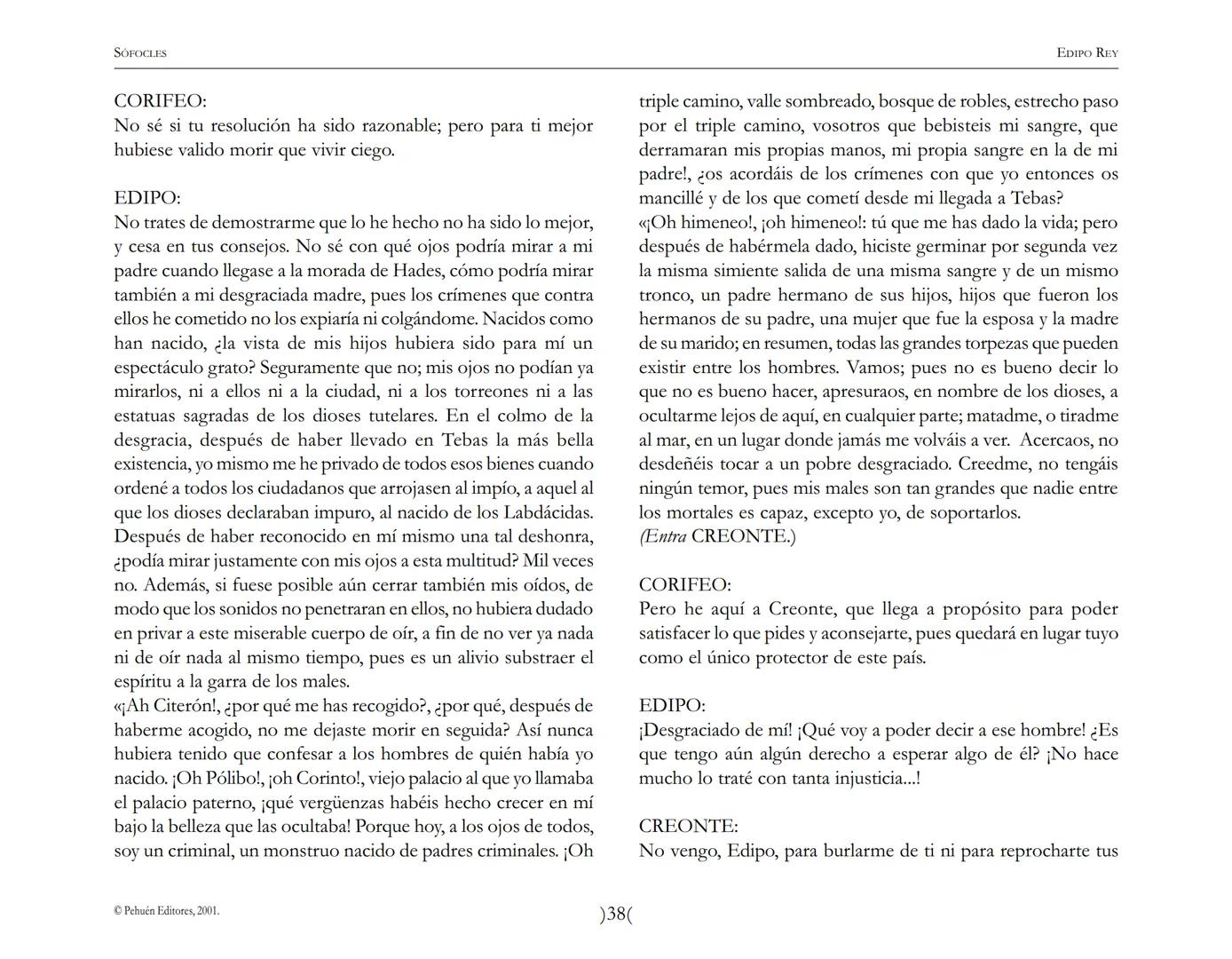# Edipo Rey
Sófocles SOFOCLES
EDIPO REY
ARGUMENTO
Esta tragedia, considerada como la obra maestra del teatro antiguo, es una
leyenda de