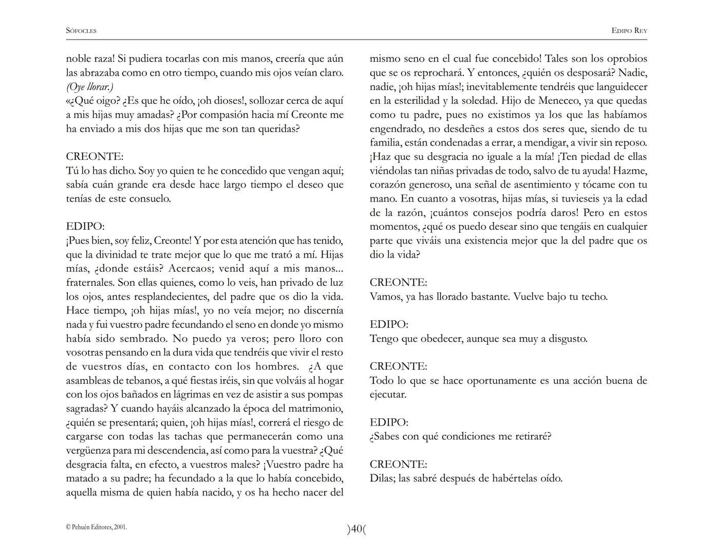 # Edipo Rey
Sófocles SOFOCLES
EDIPO REY
ARGUMENTO
Esta tragedia, considerada como la obra maestra del teatro antiguo, es una
leyenda de
