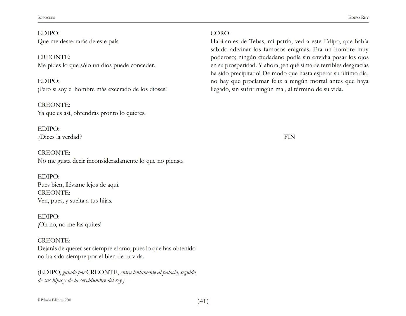 # Edipo Rey
Sófocles SOFOCLES
EDIPO REY
ARGUMENTO
Esta tragedia, considerada como la obra maestra del teatro antiguo, es una
leyenda de