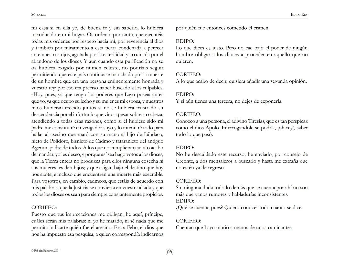 # Edipo Rey
Sófocles SOFOCLES
EDIPO REY
ARGUMENTO
Esta tragedia, considerada como la obra maestra del teatro antiguo, es una
leyenda de