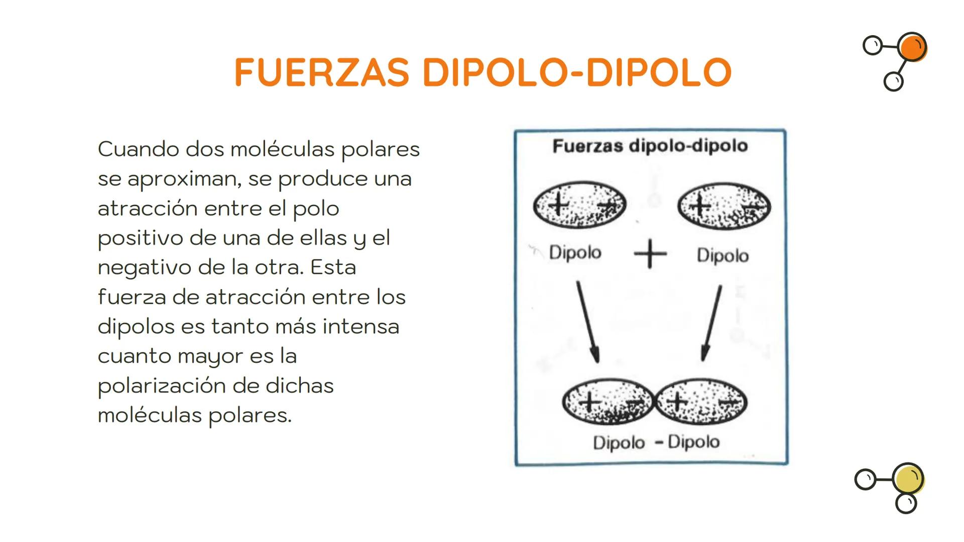 # ATRACCIÓN
# INTERMOLECULAR La estructura de los átomos determina el tipo de unión
que se establece para formar moléculas, lo cual origina