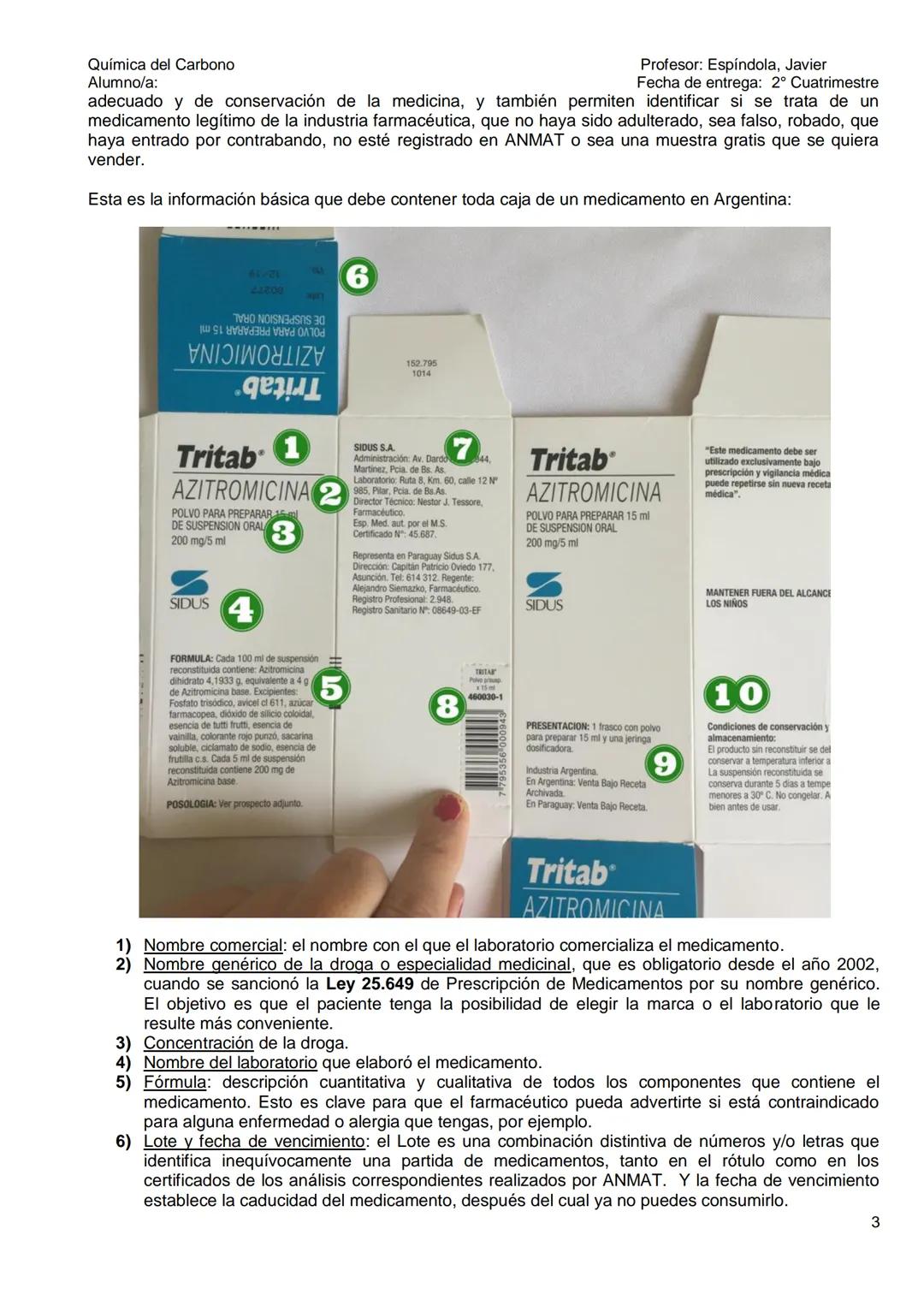 Química del Carbono
Alumno/a:
Profesor: Espíndola, Javier
Fecha de entrega: 2° Cuatrimestre
TRABAJO PRÁCTICO N° 7
QUÍMICA DEL CARBOΝΟ
(Esp