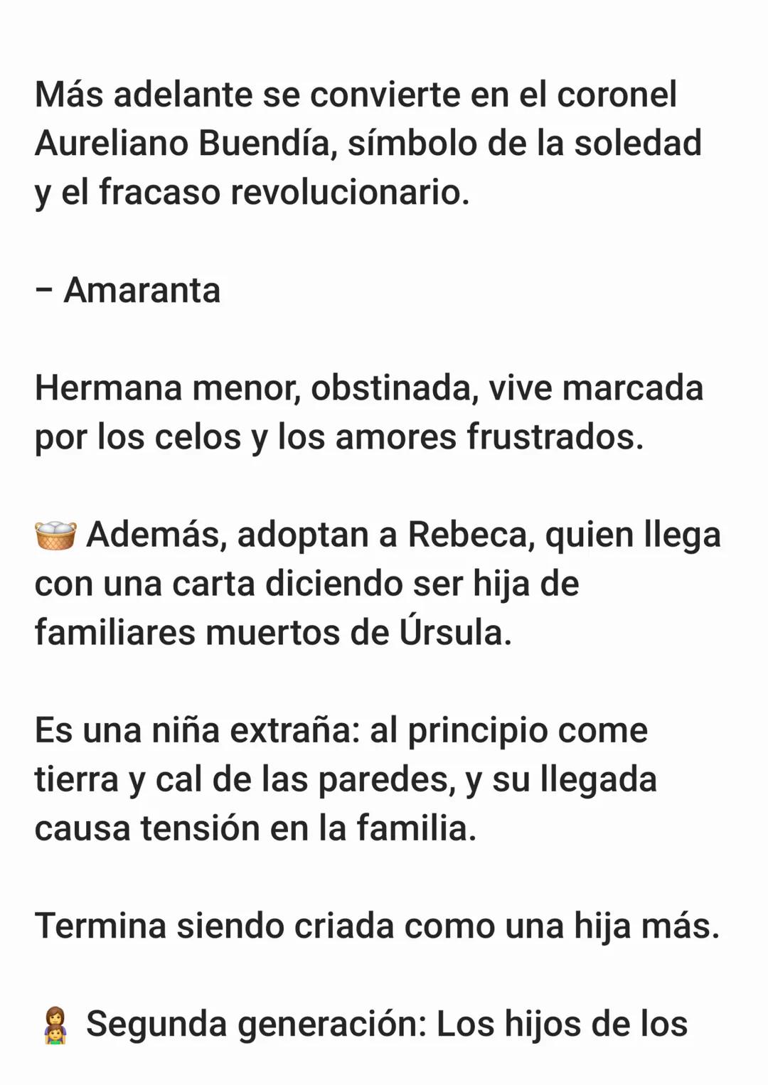 Primera generación: Los fundadores
José Arcadio Buendía (Cap. I)
Hombre curioso, inteligente y obsesivo,
fundador de Macondo junto con su
e