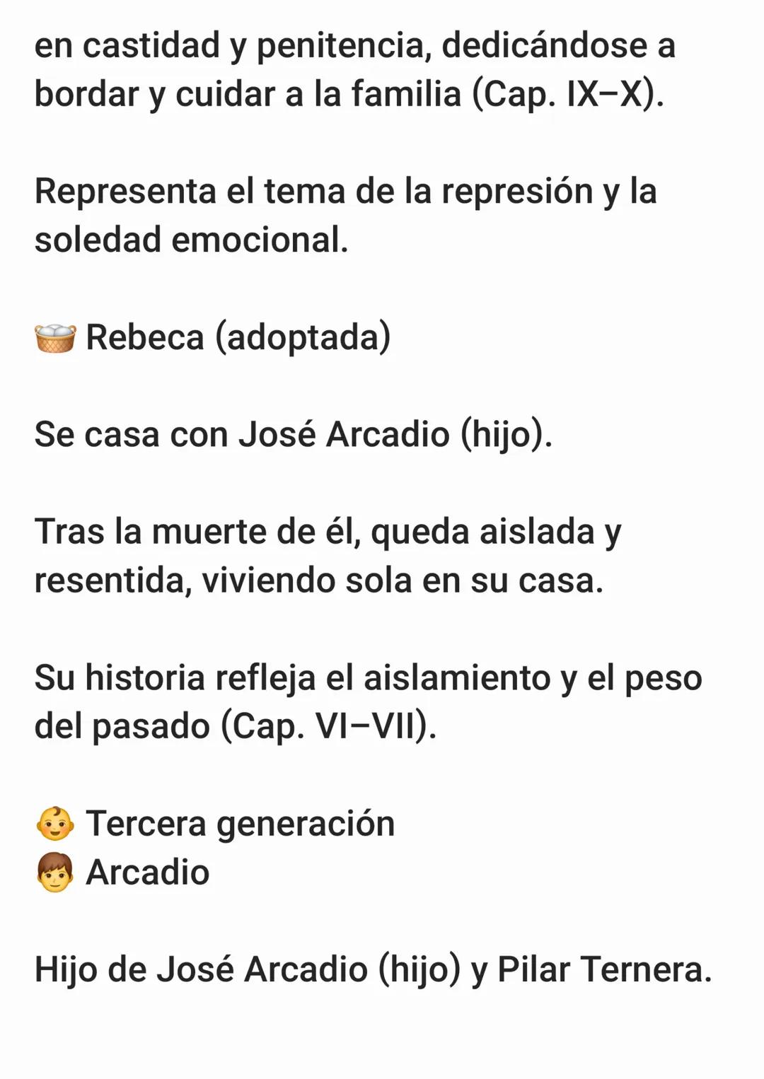 Primera generación: Los fundadores
José Arcadio Buendía (Cap. I)
Hombre curioso, inteligente y obsesivo,
fundador de Macondo junto con su
e