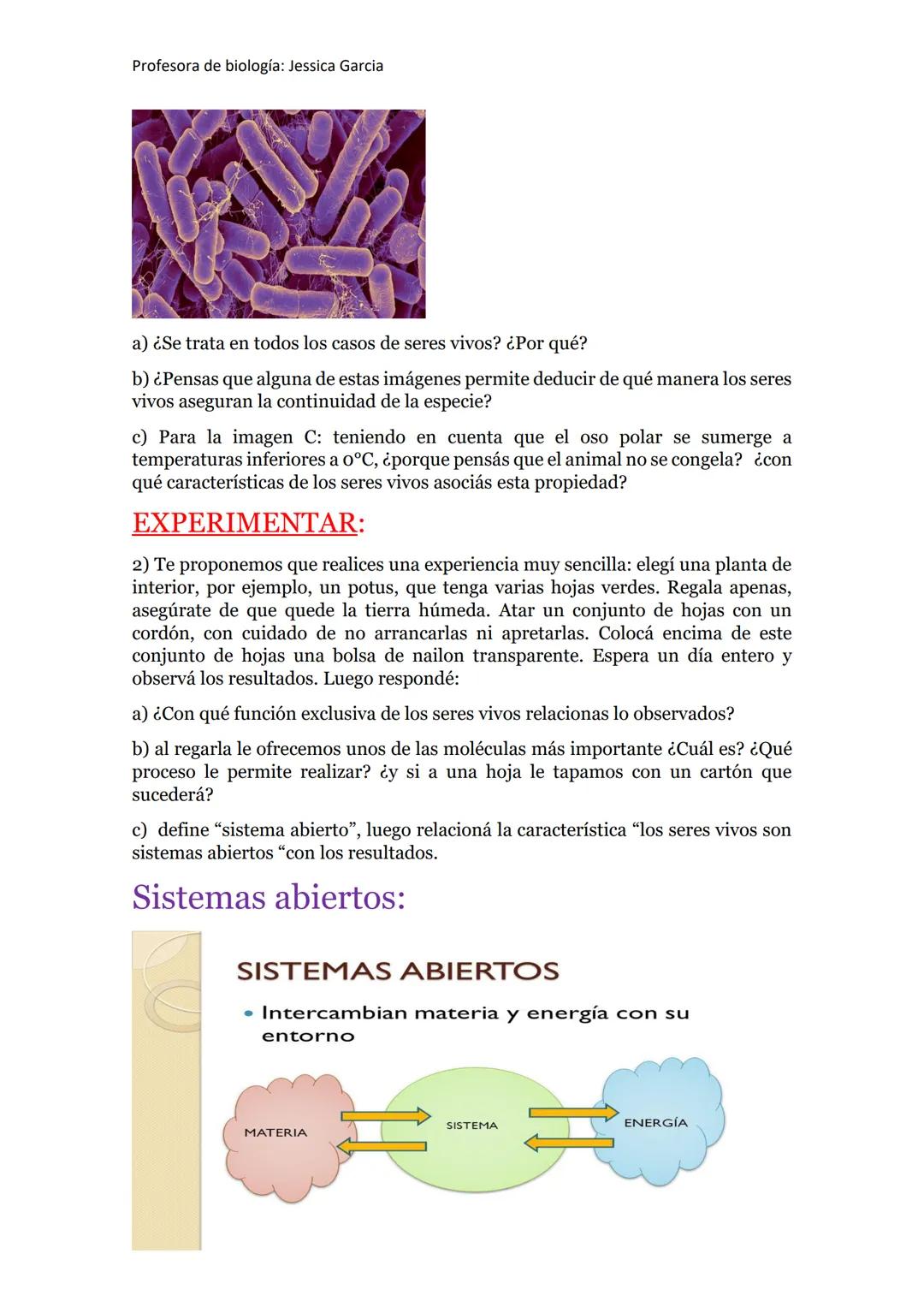 Profesora de biología: Jessica Garcia
# LAS CARACTERISTICAS DE LOS SERES VIVOS:
LOS SERES VIVOS SOMOS MUY DIFERENTES, SIN EMBARGO, TODOS N