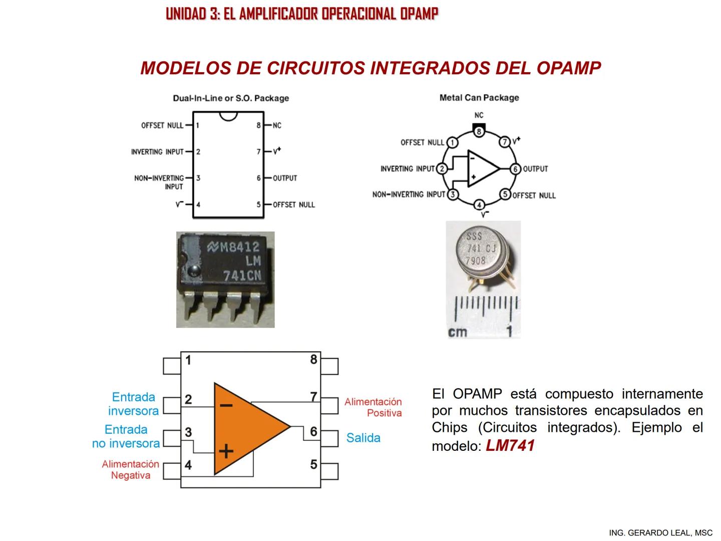 ÁREA DE ELECTRÓNICA, CONTROL Y AUTOMATIZACIÓN
CATEDRA DE ELECTRÓNICA
PROFESOR. ING. GERARDO A. LEAL, MSC
UNIDAD 3:
EL AMPLIFICADOR OPERACIO