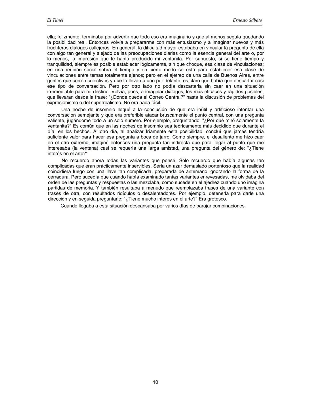 ERNESTO SÁBATO
EL TÚNEL El Túnel
Ernesto Sábato
ÍNDICE
I.................................................................................