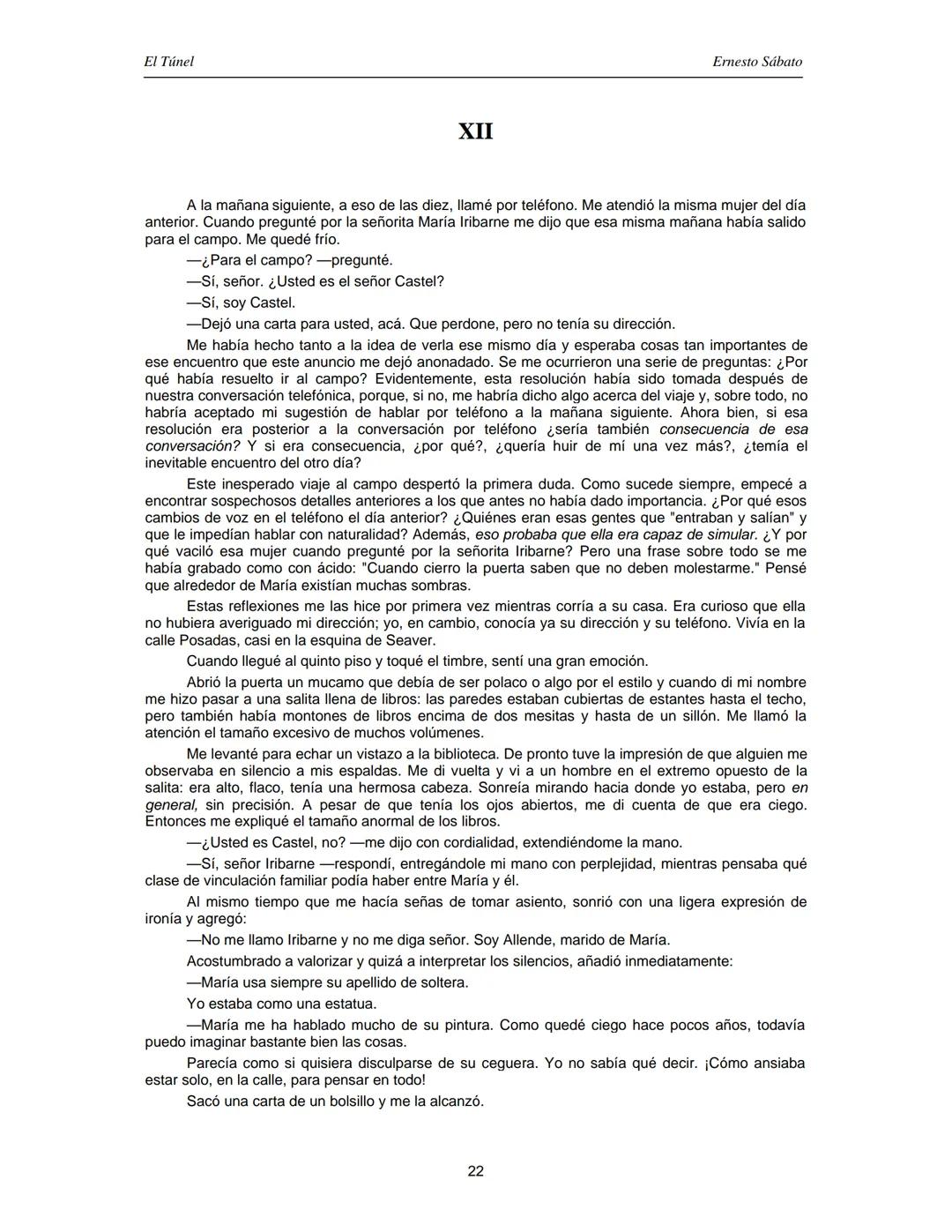 ERNESTO SÁBATO
EL TÚNEL El Túnel
Ernesto Sábato
ÍNDICE
I.................................................................................
