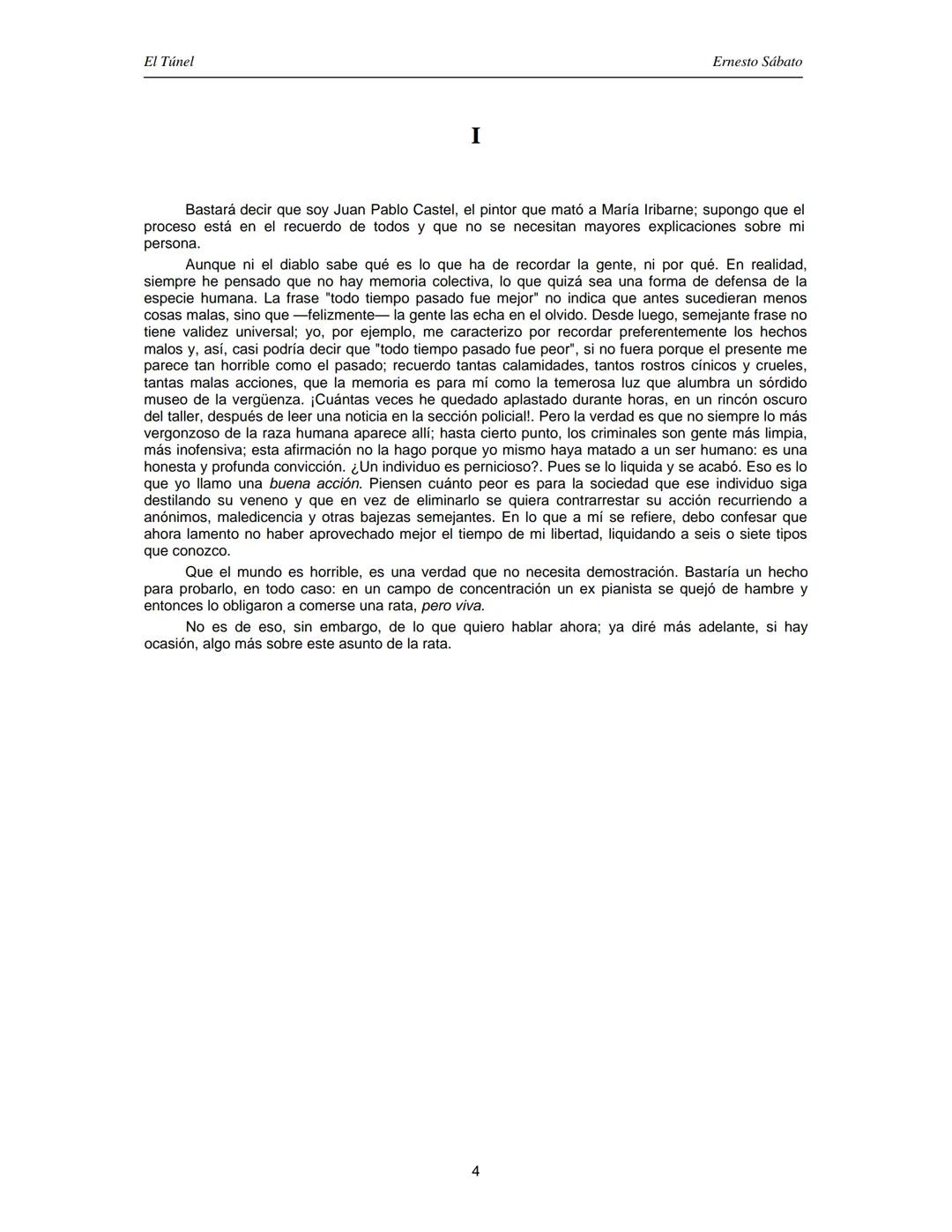 ERNESTO SÁBATO
EL TÚNEL El Túnel
Ernesto Sábato
ÍNDICE
I.................................................................................
