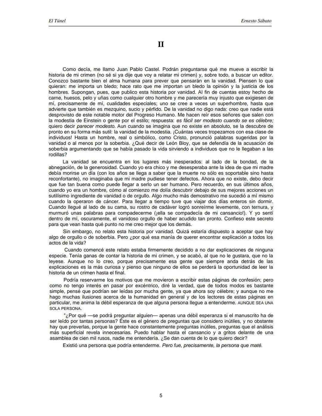 ERNESTO SÁBATO
EL TÚNEL El Túnel
Ernesto Sábato
ÍNDICE
I.................................................................................