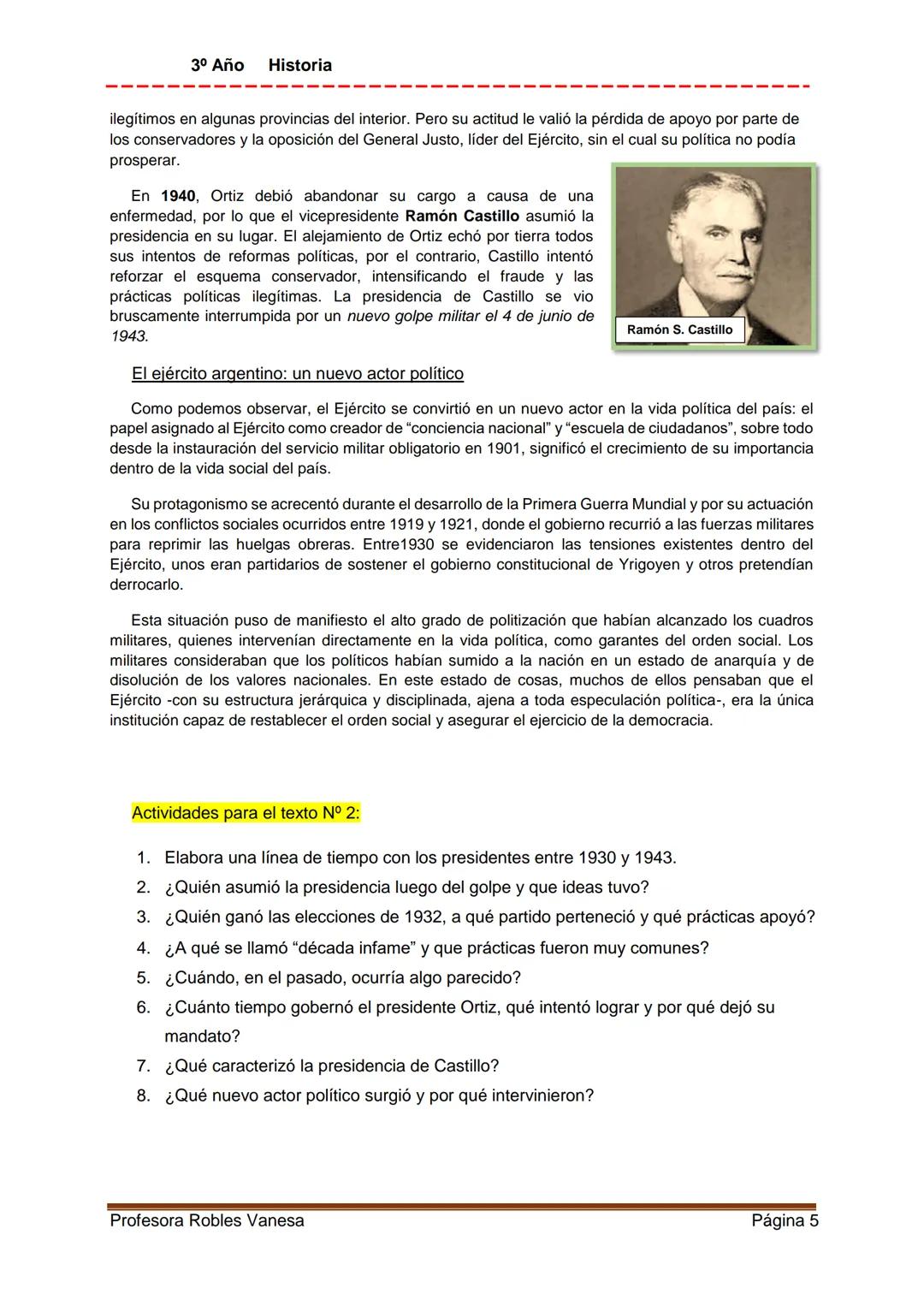3º Año Historia
De las presidencias radicales a la
"década infame" (1916-1943)
Texto N° 1: Las presidencias radicales 1916- 1930
Enciclo