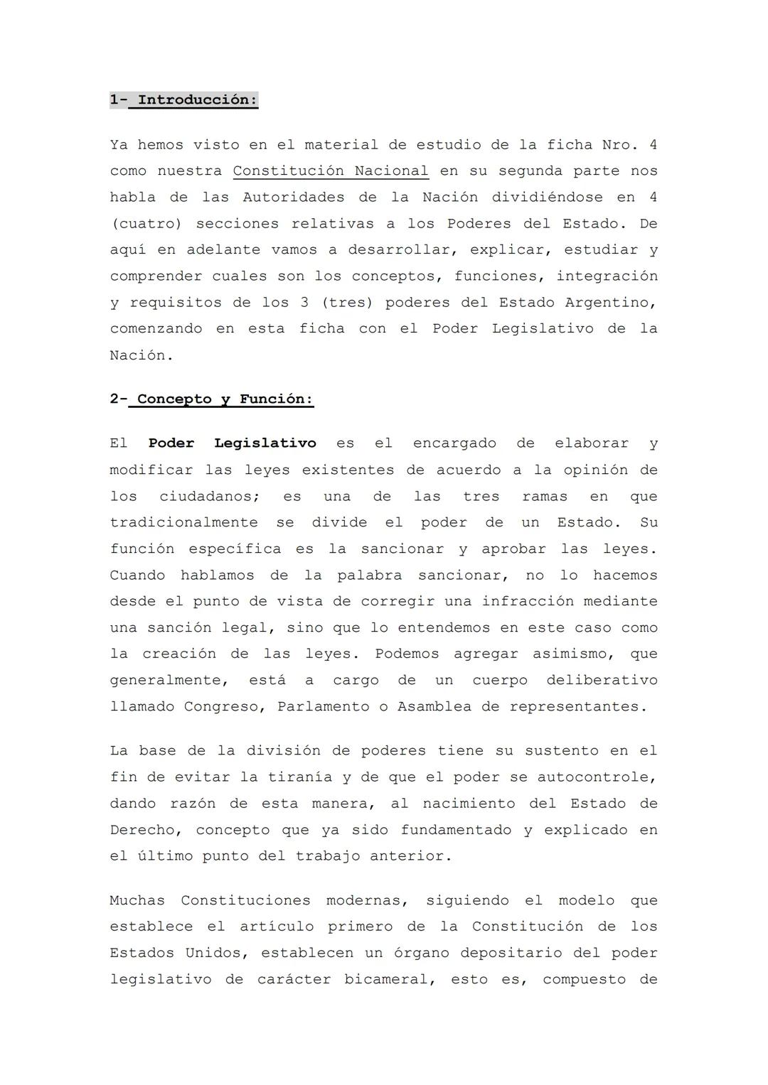 FICHA DE ESTUDIO NRO.: 6
CICLO LECTIVO 2024
PODER LEGISLATIVO
CURSOS: 4TO. ECO. 5TO. HUM. 5TO. NAT.
MATERIAS: Derecho y Construcción Ciu