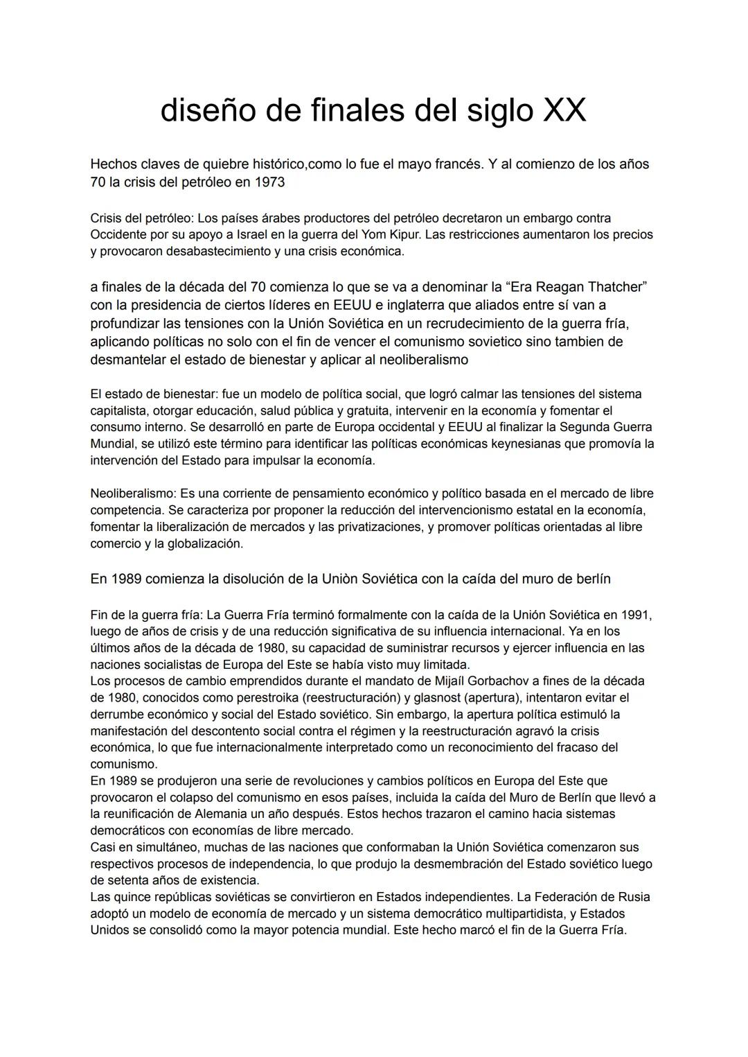 # diseño de finales del siglo XX
Hechos claves de quiebre histórico, como lo fue el mayo francés. Y al comienzo de los años
70 la crisis de