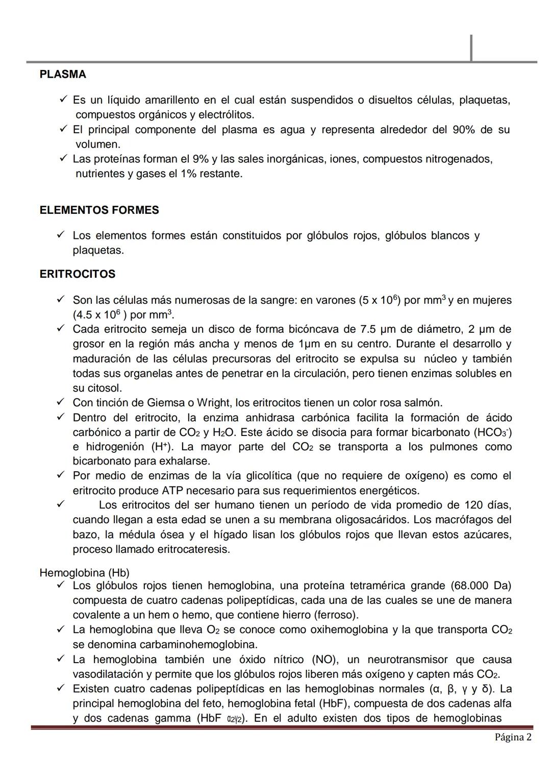 MATERIAL DE ESTUDIO
HEMATOLOGÍA
SANGRE PERIFÉRICA
✓ La sangre es un líquido ligeramente alcalino (pH, 7.4), viscoso de color rojo brillan