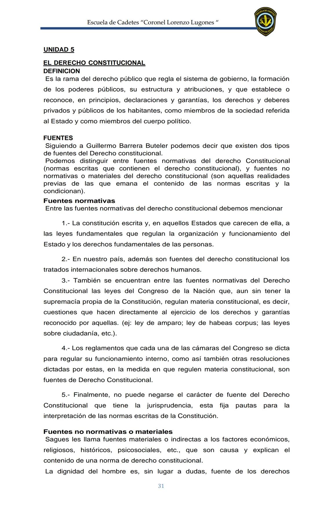 ESCUELA DE CADETES
CORONEL LORENZO LUGONES
CAD
DOSSIER
DOSSIER
<<
NOCIONES
::BÁSICAS DEL
::: DERECHO
ESTE Escuela de Cadetes "Coronel Lorenz