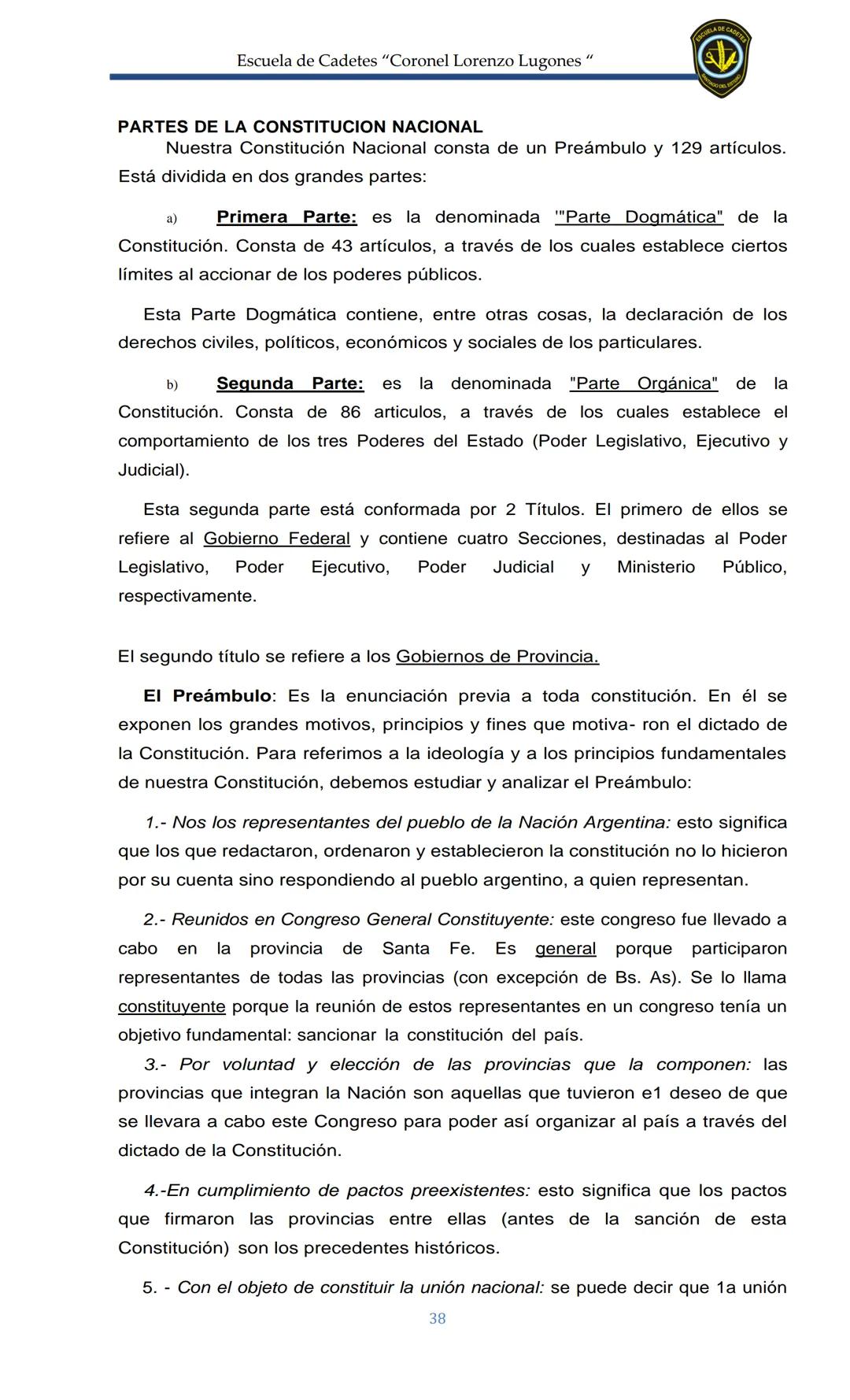 ESCUELA DE CADETES
CORONEL LORENZO LUGONES
CAD
DOSSIER
DOSSIER
<<
NOCIONES
::BÁSICAS DEL
::: DERECHO
ESTE Escuela de Cadetes "Coronel Lorenz