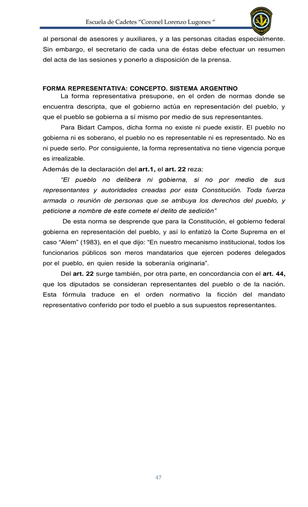ESCUELA DE CADETES
CORONEL LORENZO LUGONES
CAD
DOSSIER
DOSSIER
<<
NOCIONES
::BÁSICAS DEL
::: DERECHO
ESTE Escuela de Cadetes "Coronel Lorenz