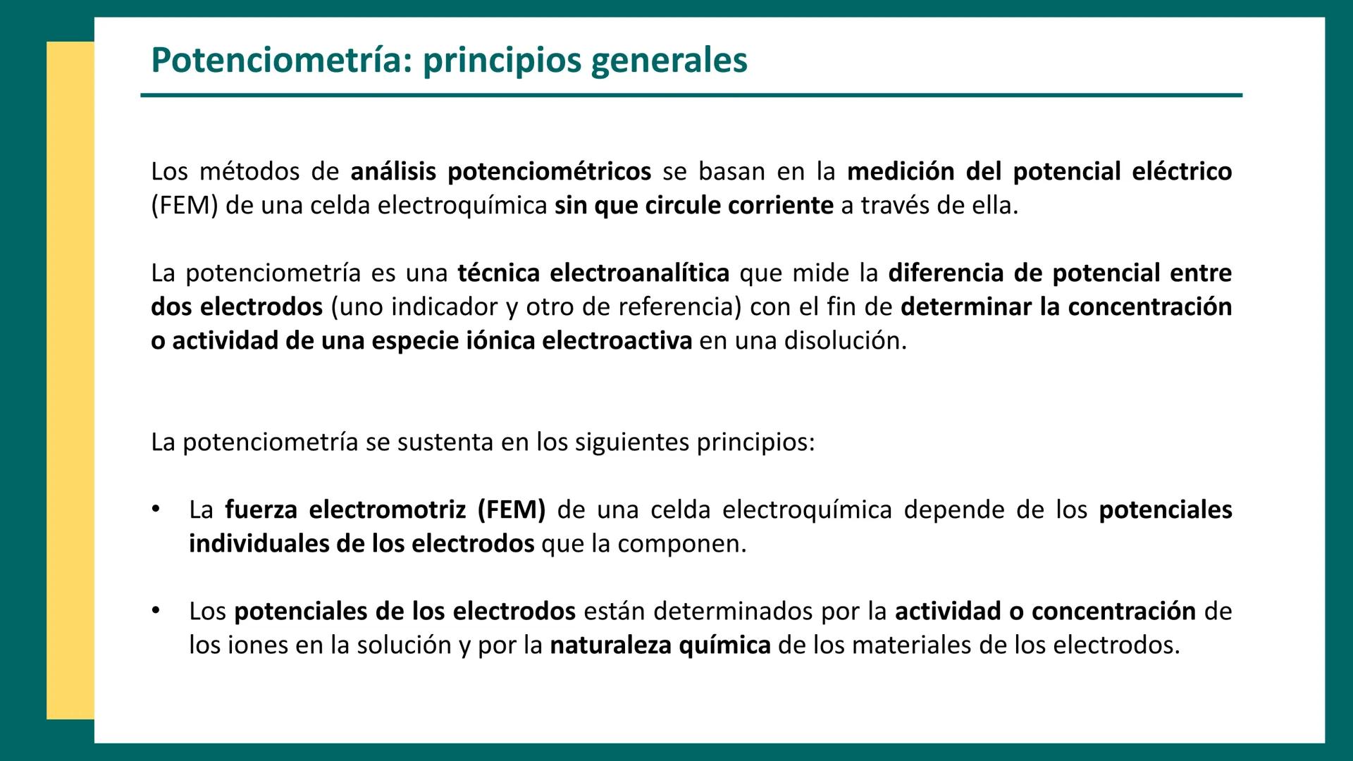 CET
Química Analítica II
AQB - 2025
CENTRO DE ESTUDIOS
TRELEW
Métodos
electroquímicos
↑
Anode
(Oxidation)
Zn
Electrochemical Cell
e-
V
V