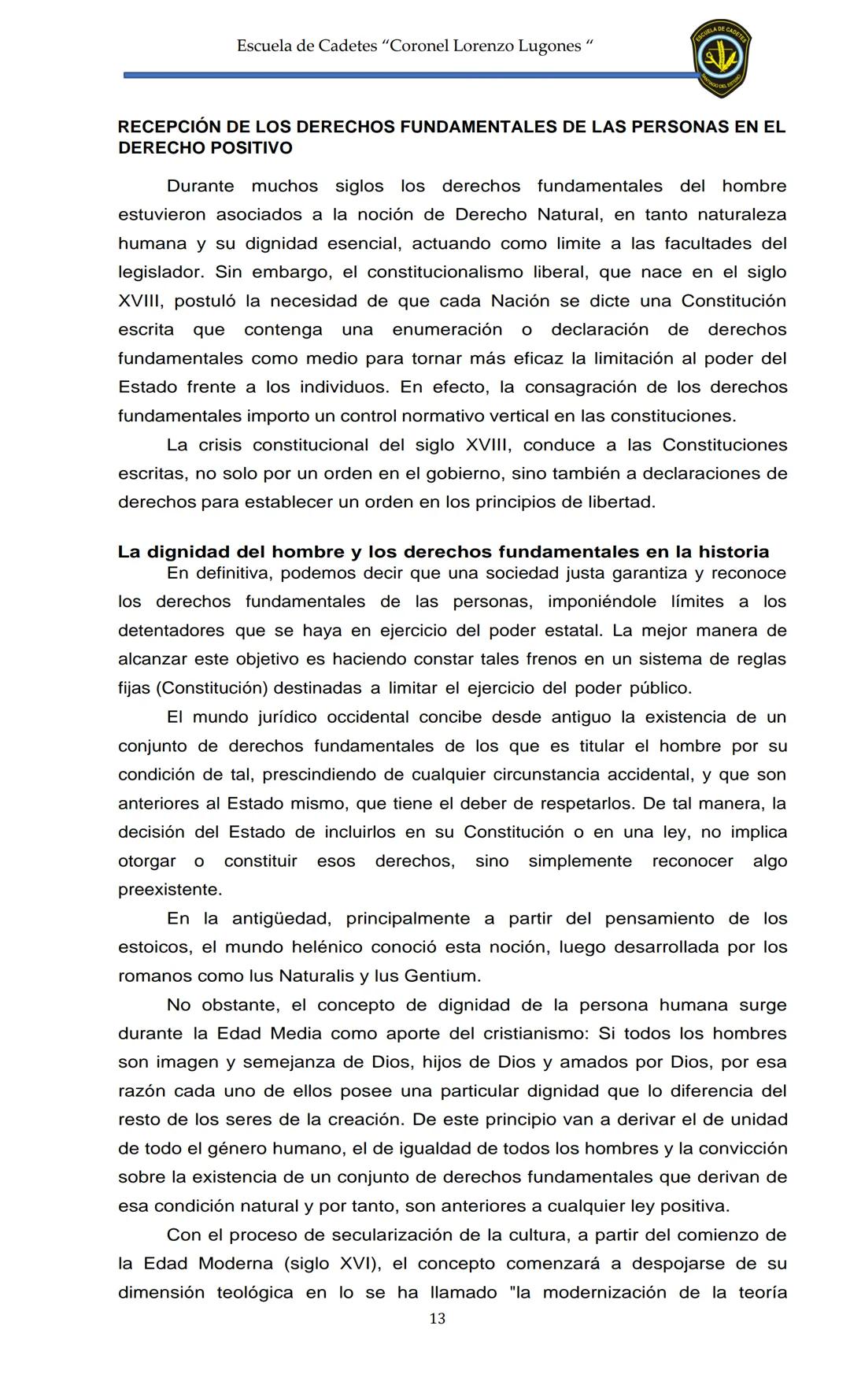 ESCUELA DE CADETES
CORONEL LORENZO LUGONES
CAD
DOSSIER
DOSSIER
<<
NOCIONES
::BÁSICAS DEL
::: DERECHO
ESTE Escuela de Cadetes "Coronel Lorenz