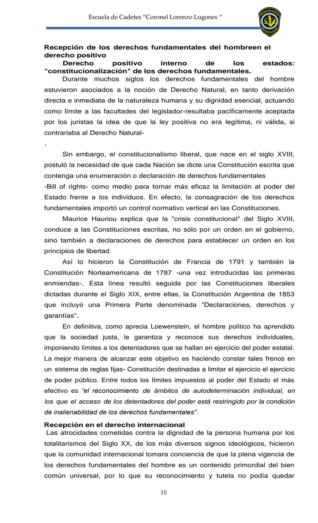 ESCUELA DE CADETES
CORONEL LORENZO LUGONES
CAD
DOSSIER
DOSSIER
<<
NOCIONES
::BÁSICAS DEL
::: DERECHO
ESTE Escuela de Cadetes "Coronel Lorenz