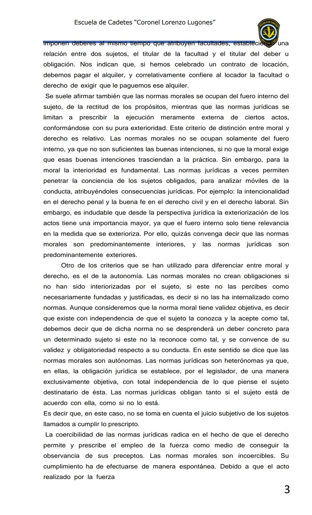ESCUELA DE CADETES
CORONEL LORENZO LUGONES
CAD
DOSSIER
DOSSIER
<<
NOCIONES
::BÁSICAS DEL
::: DERECHO
ESTE Escuela de Cadetes "Coronel Lorenz