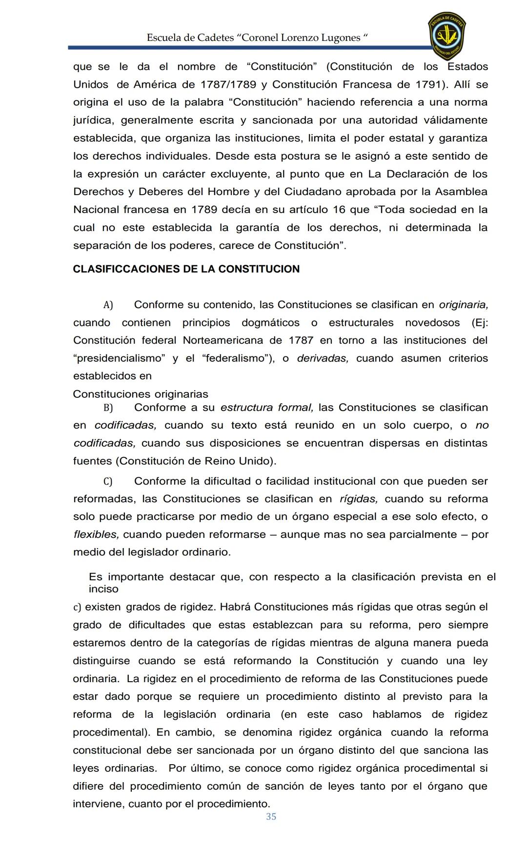 ESCUELA DE CADETES
CORONEL LORENZO LUGONES
CAD
DOSSIER
DOSSIER
<<
NOCIONES
::BÁSICAS DEL
::: DERECHO
ESTE Escuela de Cadetes "Coronel Lorenz