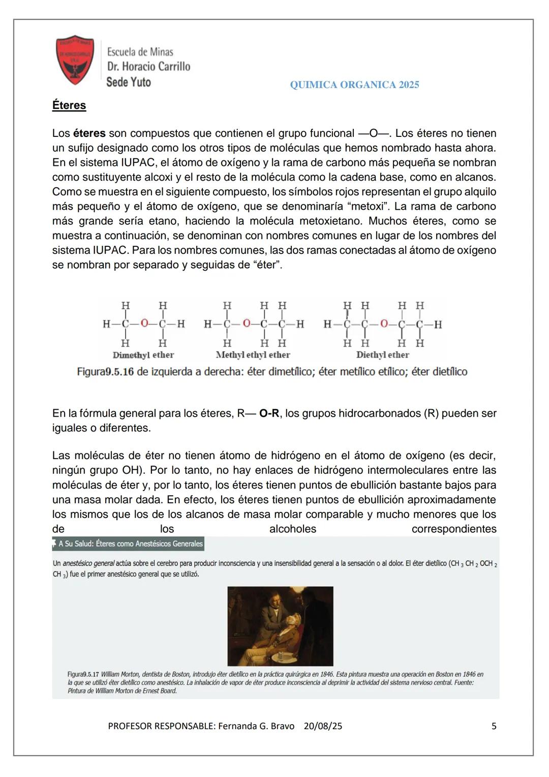 # Escuela de Minas
Dr. Horacio Carrillo
Sede Yuto
QUIMICA ORGANICA 2025
ALCOHOLES, FENOLES Y ESTERES
ALCOHOLES
Un alcohol es un compuest