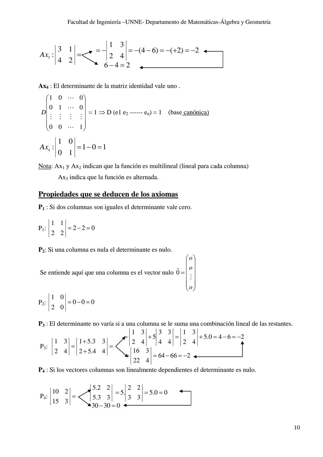 UNIVERSIDAD NACIONAL DEL NORDESTE
FACULTAD DE INGENIERÍA
ÁLGEBRA Y GEOMETRÍA
Notas de Cátedra
Matrices y determinantes
Autoras: Prof. No