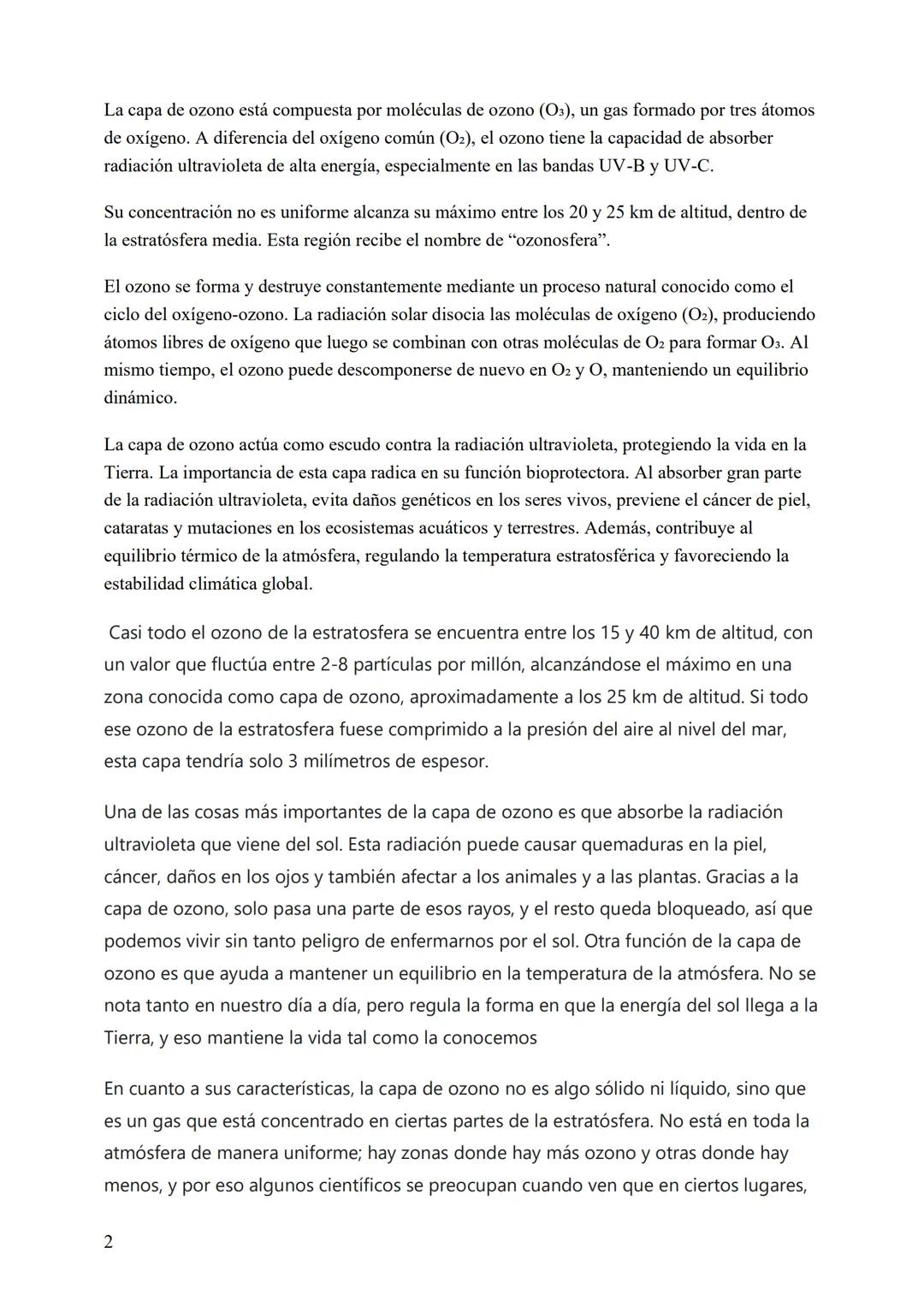 # La capa de ozono y su importancia para
la vida en la Tierra
La capa de ozono es una zona de la estratósfera, una parte de la atmósfera qu