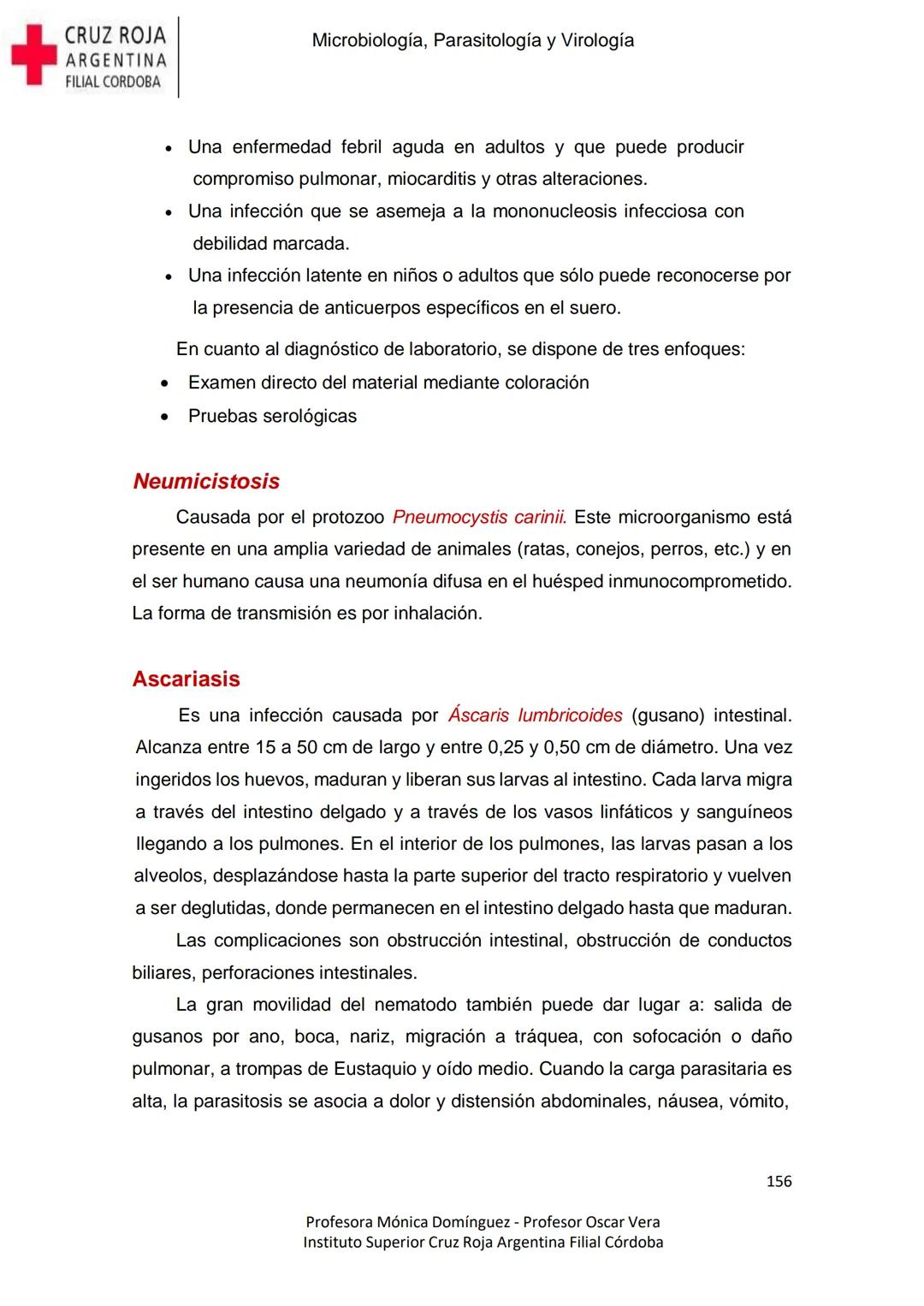 +
CRUZ ROJA
ARGENΤΙΝΑ
FILIAL CÓRDOBA
Instituto Superior
Microbiología,
Parasitología
y
Virología
Profesora Mónica Domínguez
Profesor Osca