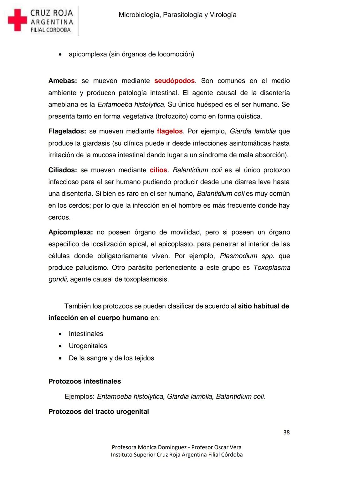 +
CRUZ ROJA
ARGENΤΙΝΑ
FILIAL CÓRDOBA
Instituto Superior
Microbiología,
Parasitología
y
Virología
Profesora Mónica Domínguez
Profesor Osca