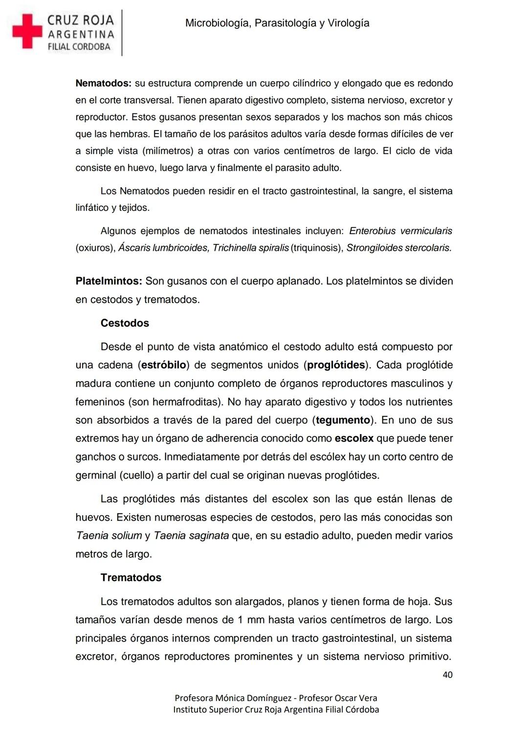 +
CRUZ ROJA
ARGENΤΙΝΑ
FILIAL CÓRDOBA
Instituto Superior
Microbiología,
Parasitología
y
Virología
Profesora Mónica Domínguez
Profesor Osca