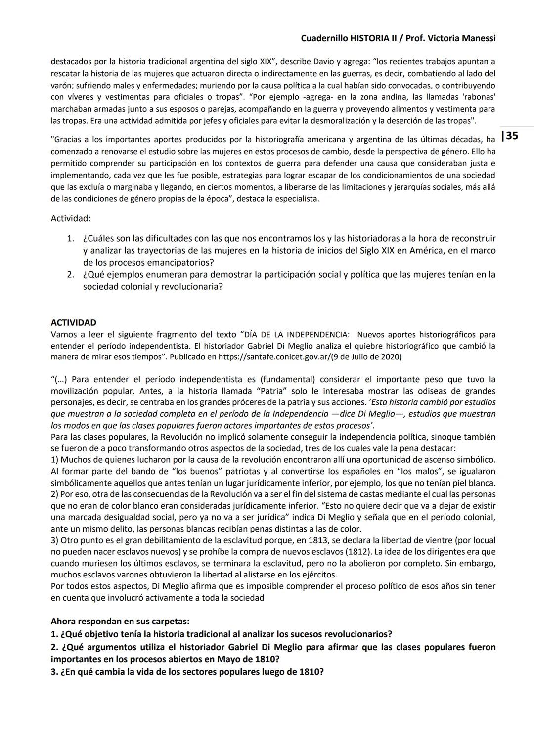 UNIVERSIDAD NACIONAL DEL LITORAL
Escuela Industrial Superior
Material de estudio de
HISTORIA II
Prof. Victoria Manessi y Clara Ruiz Cuad