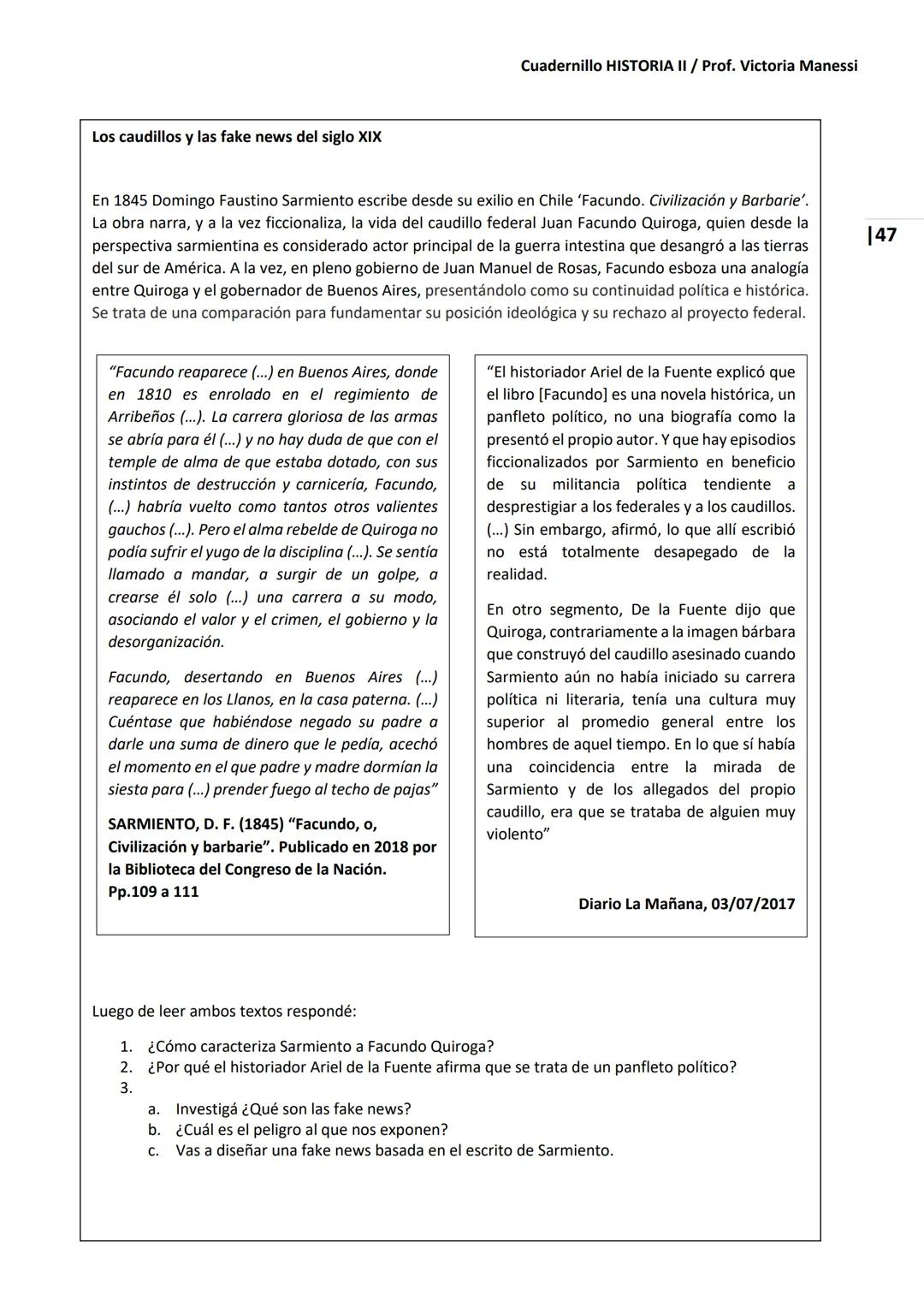 UNIVERSIDAD NACIONAL DEL LITORAL
Escuela Industrial Superior
Material de estudio de
HISTORIA II
Prof. Victoria Manessi y Clara Ruiz Cuad