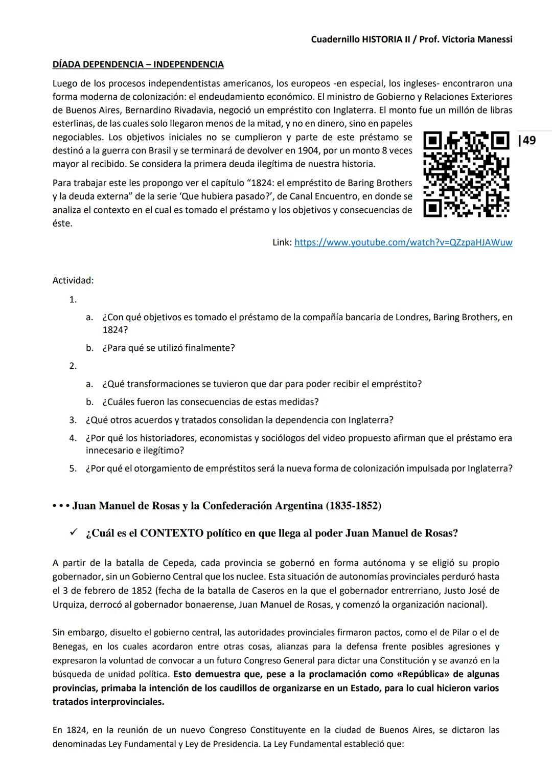 UNIVERSIDAD NACIONAL DEL LITORAL
Escuela Industrial Superior
Material de estudio de
HISTORIA II
Prof. Victoria Manessi y Clara Ruiz Cuad