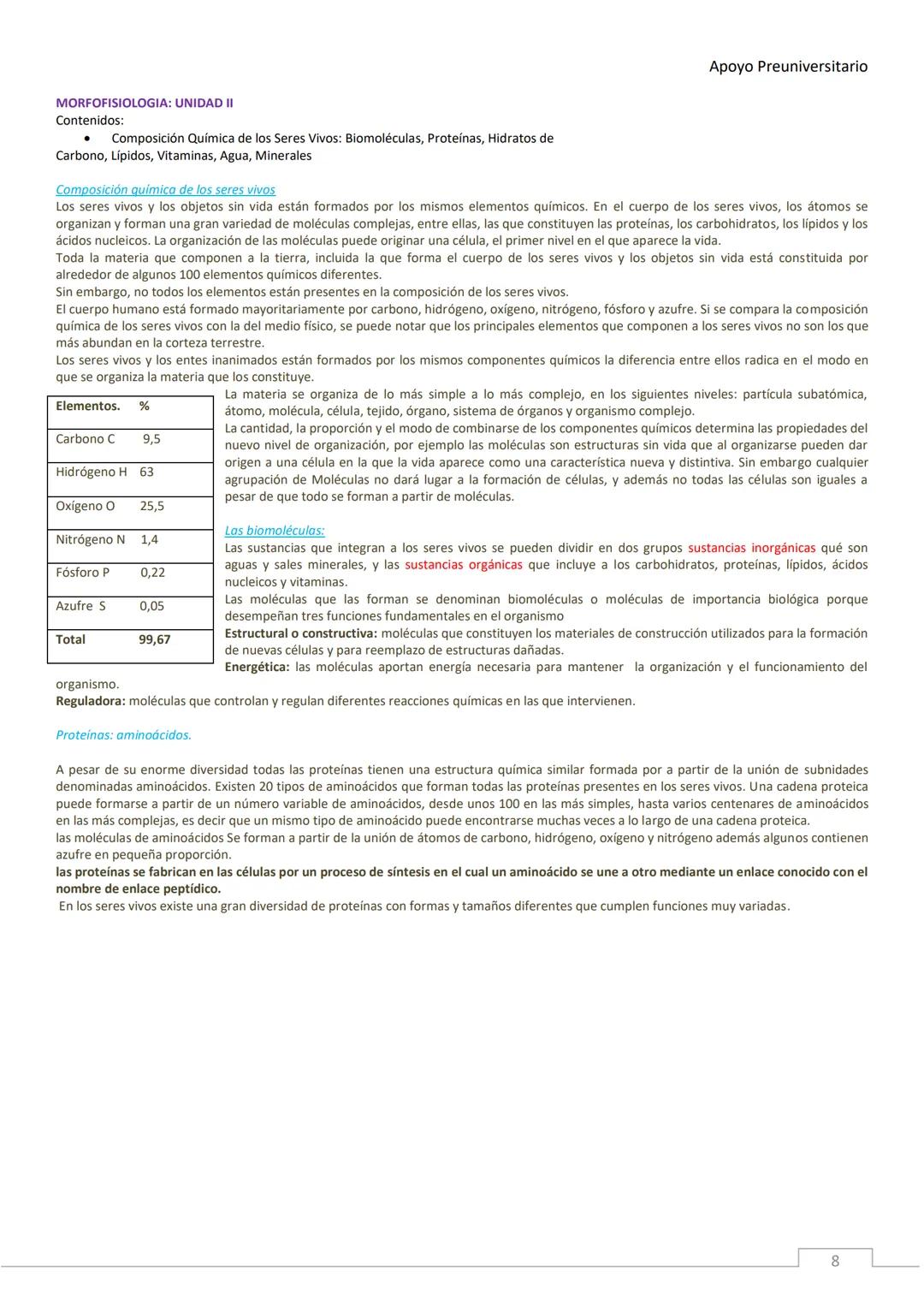 APOYO PRE-
UNIVERSITARIO
ENFERMERÍA
2020-2021
MORFOFISIOLOGÍA
Profesora Díaz Yamila Apoyo Preuniversitario
CONTENIDOS:
La célula, unidad