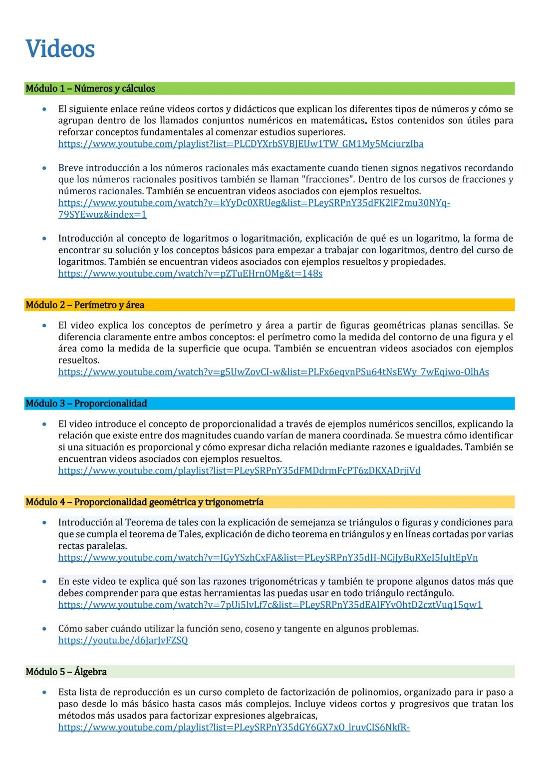 # Videos
## Módulo 1 - Números y cálculos
- El siguiente enlace reúne videos cortos y didácticos que explican los diferentes tipos de núme