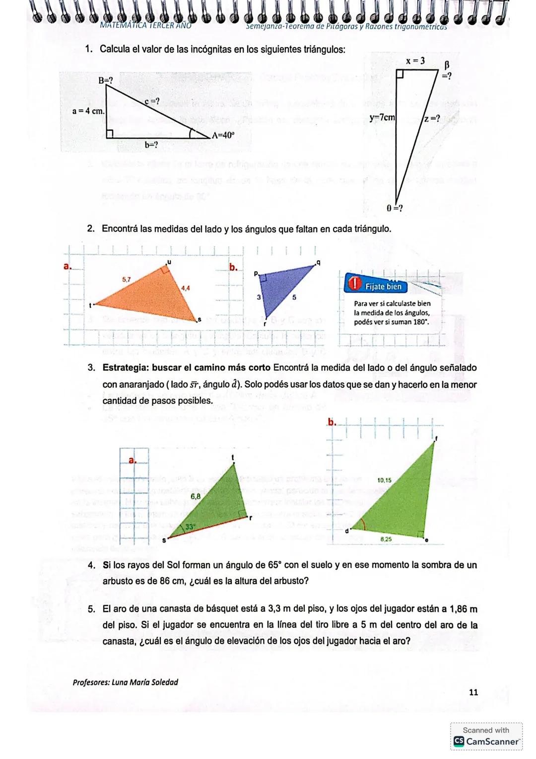 # Trigonometría con el Tangram
Las razones trigonométricas en un triángulo rectángulo
permiten relacionar lados y ángulos:
Uno de los lado