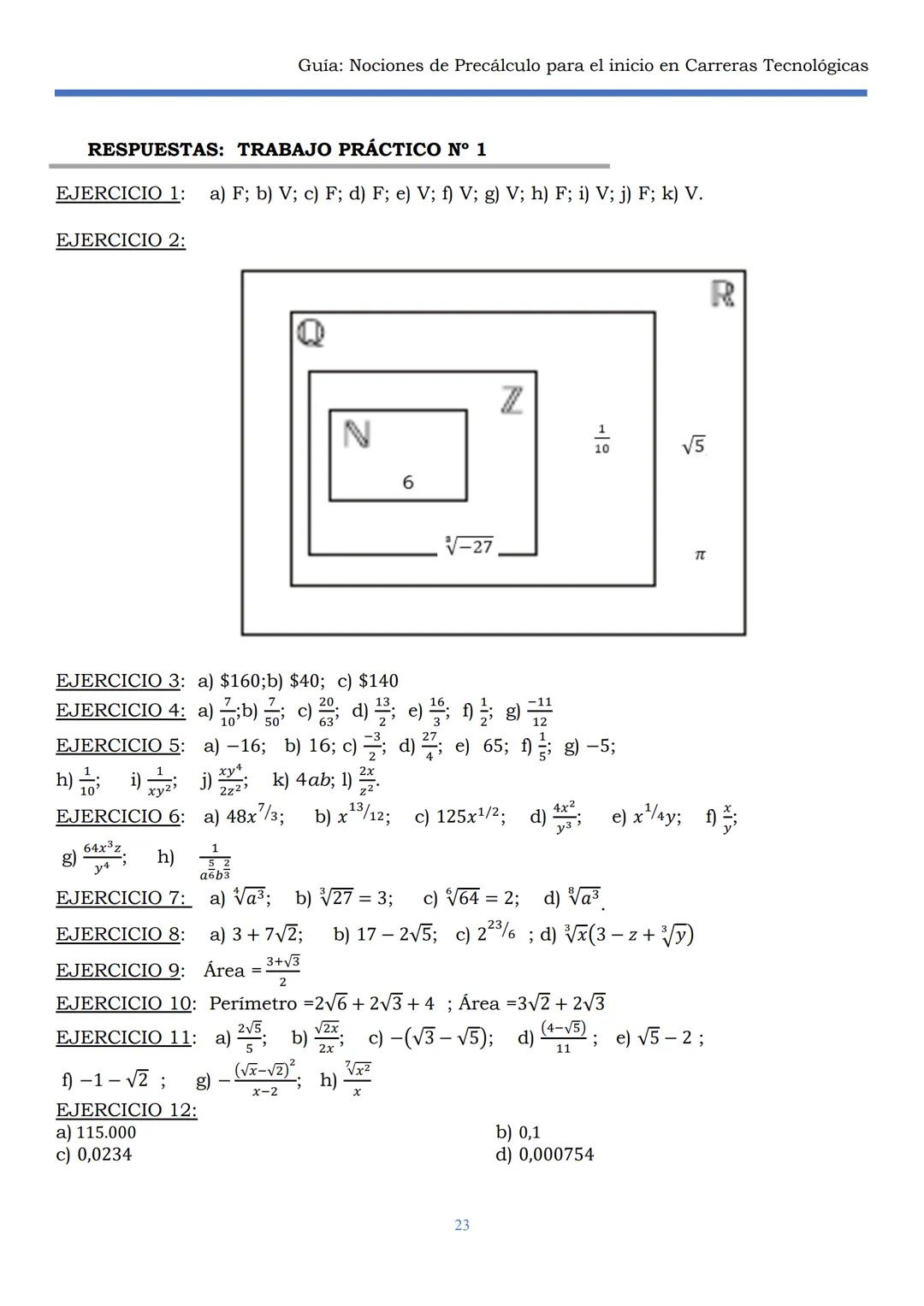 HAEDO
UNIVERSIDAD
Tecnológica
Nacional
GUÍA
Seminario Universitario
Módulo:
Noción de precálculo para
el inicio en carreras
tecnológicas