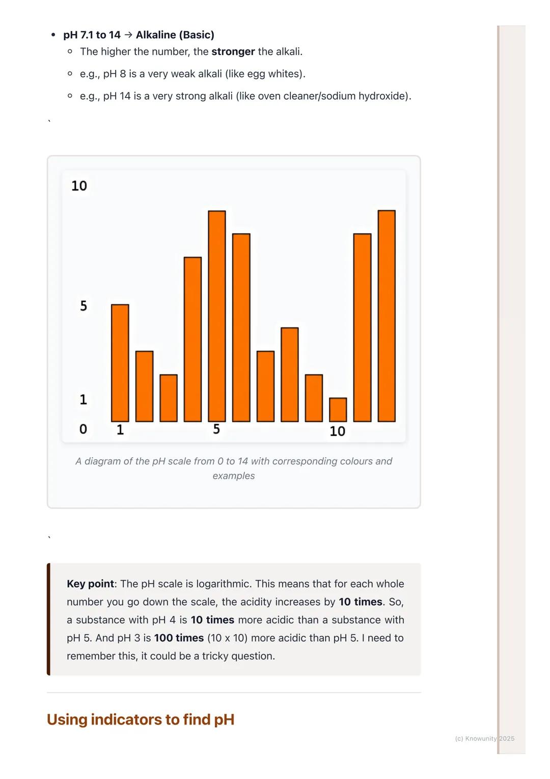 # The pH Scale
What is the pH scale?
The pH scale is a way to measure how acidic or alkaline a substance is. It's a
numerical scale that g