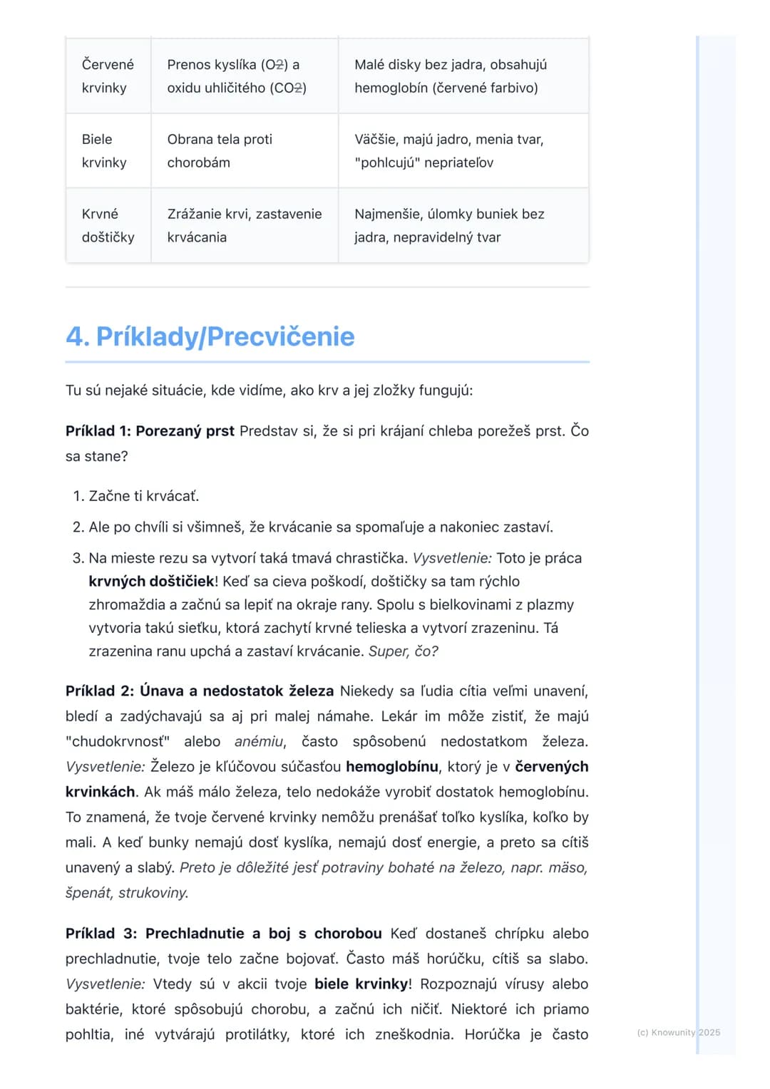 # Krv a jej zložky
1. Prehľad témy
Krv je super dôležitá tekutina v našom tele. Je to vlastne také tekuté tkanivo,
ktoré prúdi v našich ci